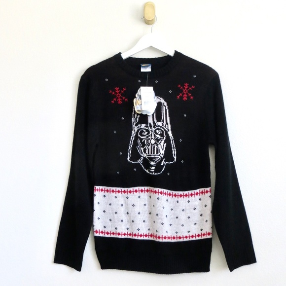 NEW! Star Wars Darth Vader Knit Ugly Christmas Sweater Black Red Youth XL - Picture 1 of 7